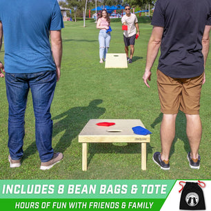 Solid Wood Premium Cornhole Set - Choose between 4 Feet X 2 Feet or 3 Feet X 2 Feet Game Boards, Includes Set of 8 Corn Hole Toss Bags