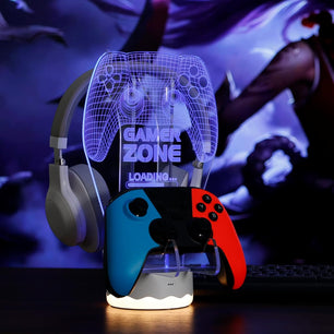 Light Up Headphone and Controller Holder with 16-Color LED, Universal Stand for Gaming Accessories